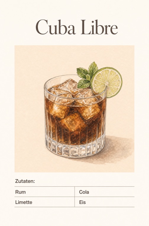 Rezeptkarte Cuba Libre