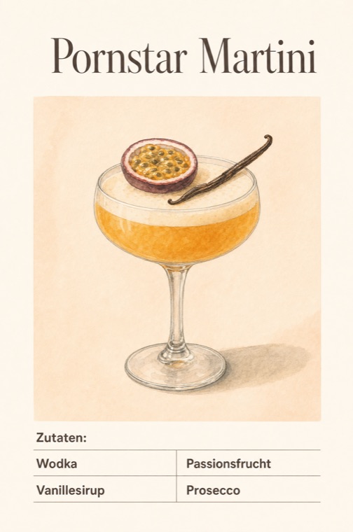 Rezeptkarte Pornstar Martini